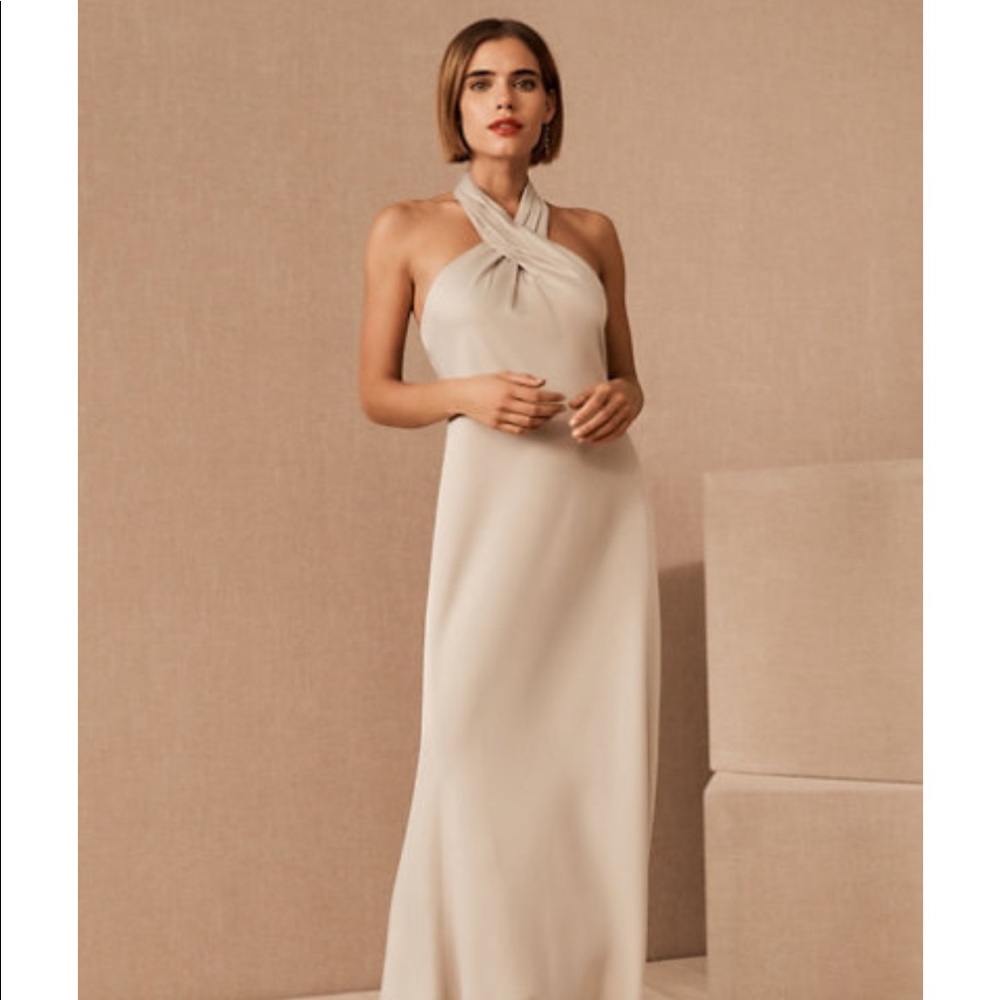BHLDN Ruby Satin Charmeuse Dress in Champagne